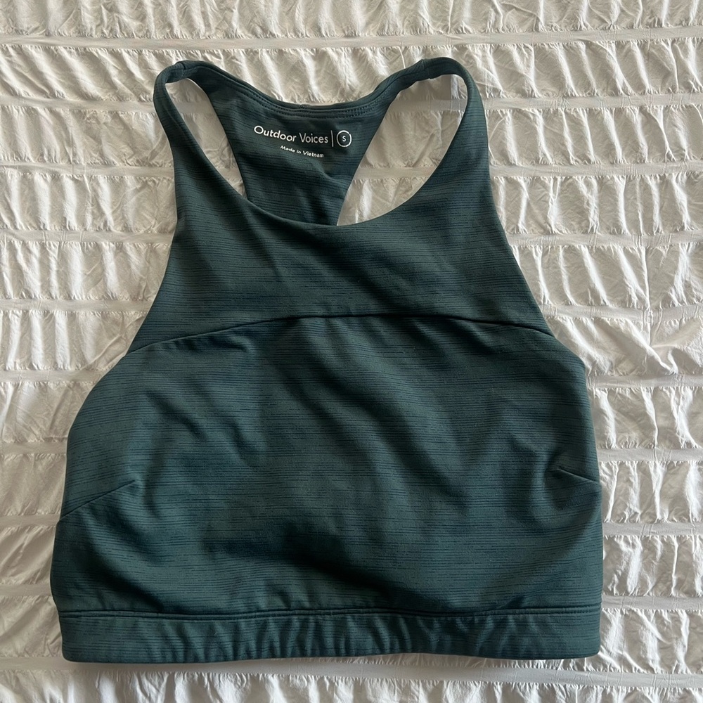 Outdoor Voices Green Racerback Sports Bra